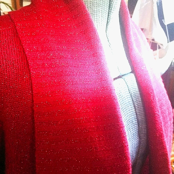 INC sparkly red open front cardi L - Picture 3 of 3